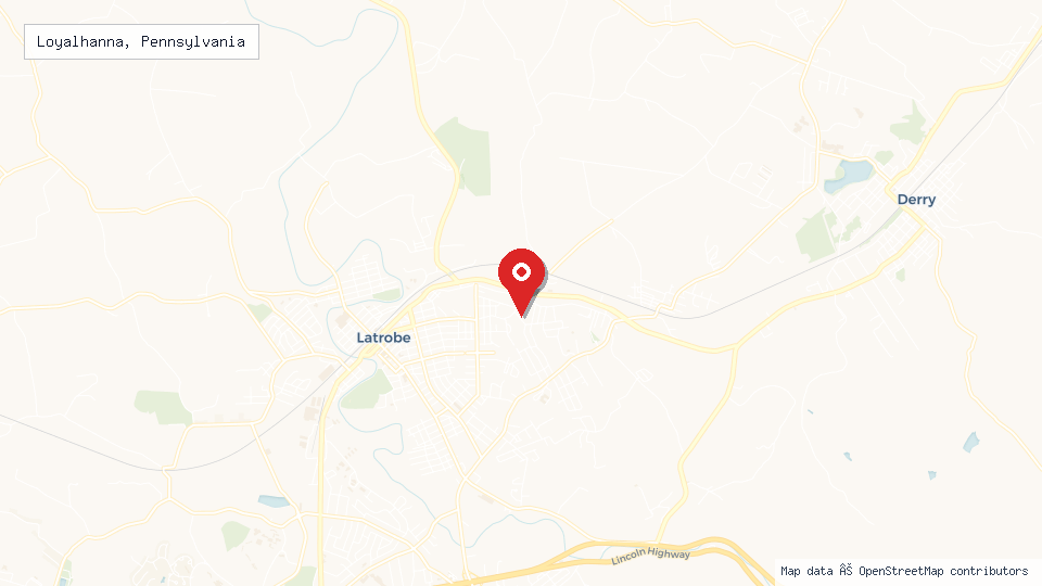 Street map of Loyalhanna, Pennsylvania with location pin