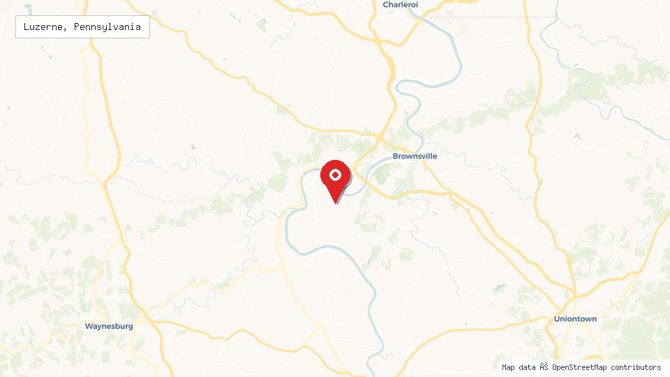 Street map of Luzerne, Pennsylvania with location pin