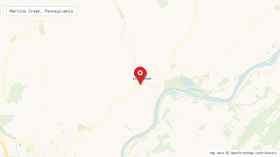 Street map of Martins Creek, Pennsylvania with location pin