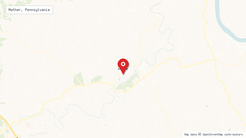 Street map of Mather, Pennsylvania with location pin