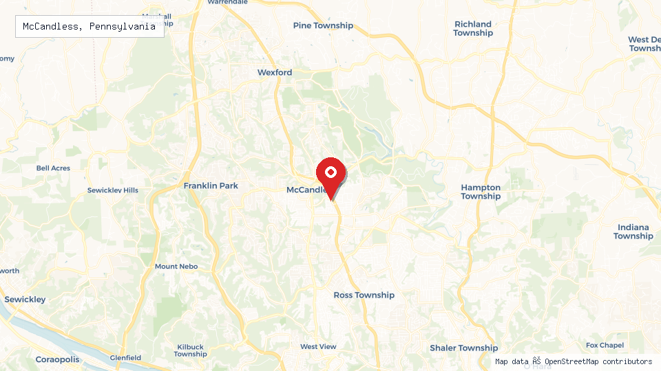 Street map of McCandless, Pennsylvania with location pin