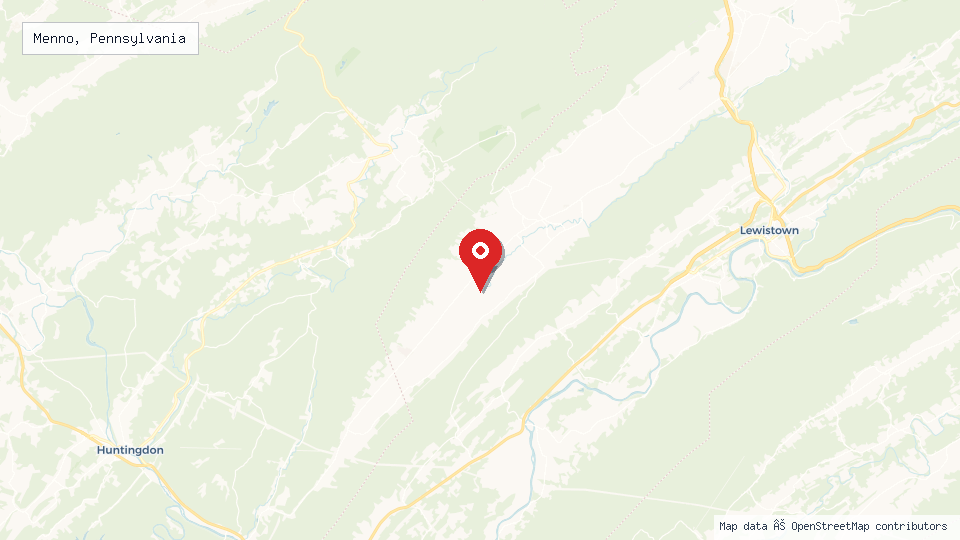 Street map of Menno, Pennsylvania with location pin