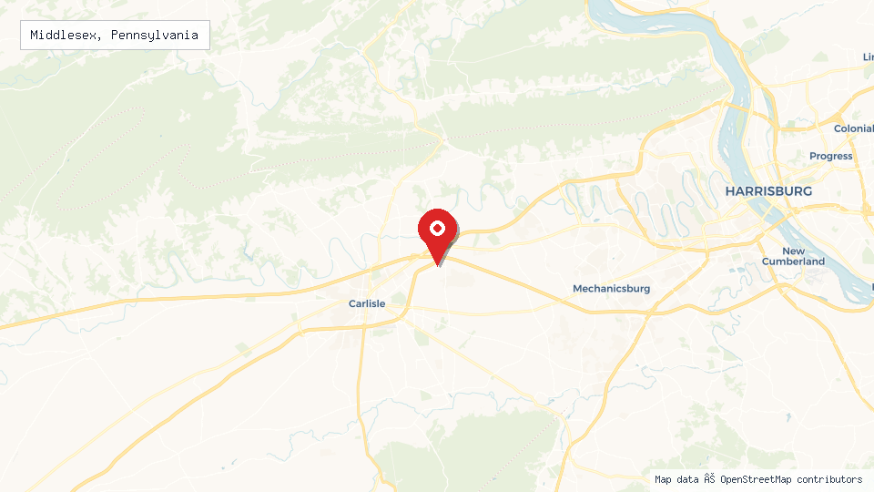 Street map of Middlesex, Pennsylvania with location pin
