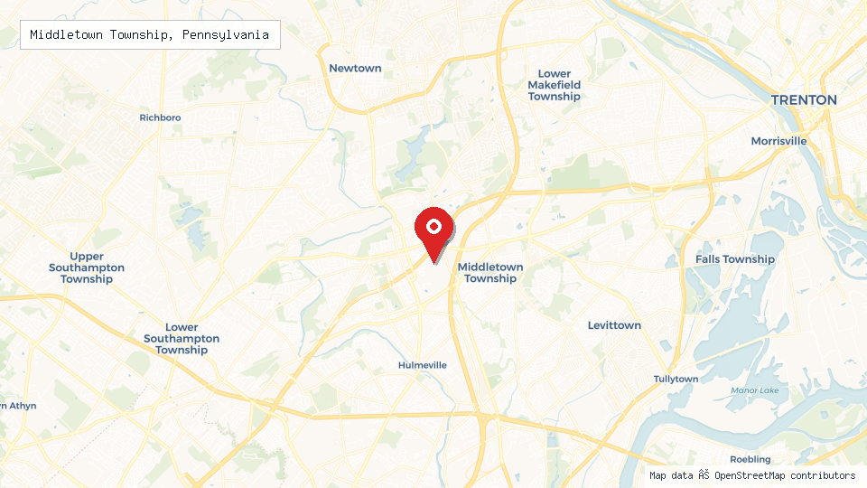 Street map of Middletown Township, Pennsylvania with location pin