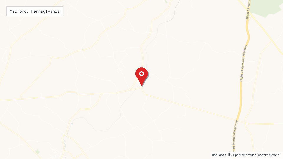 Street map of Milford, Pennsylvania with location pin