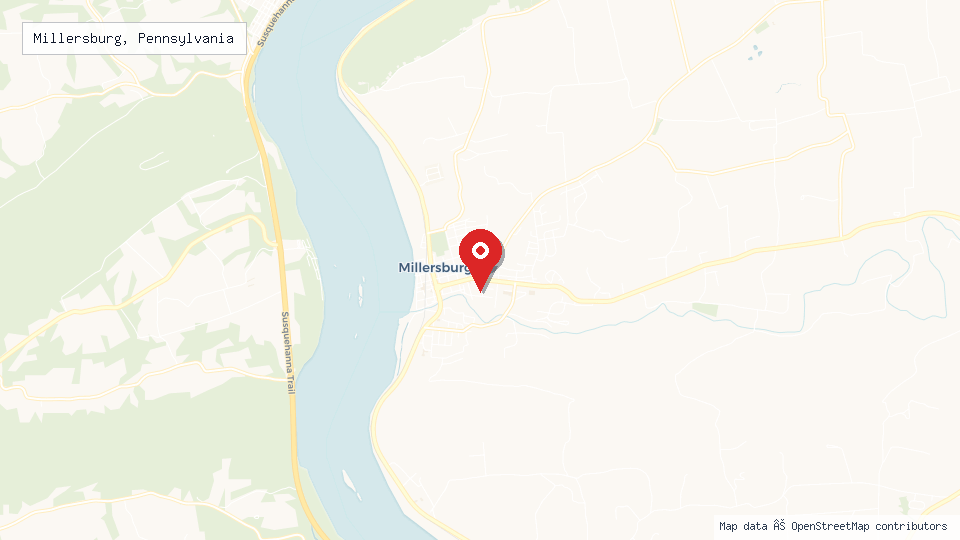 Street map of Millersburg, Pennsylvania with location pin