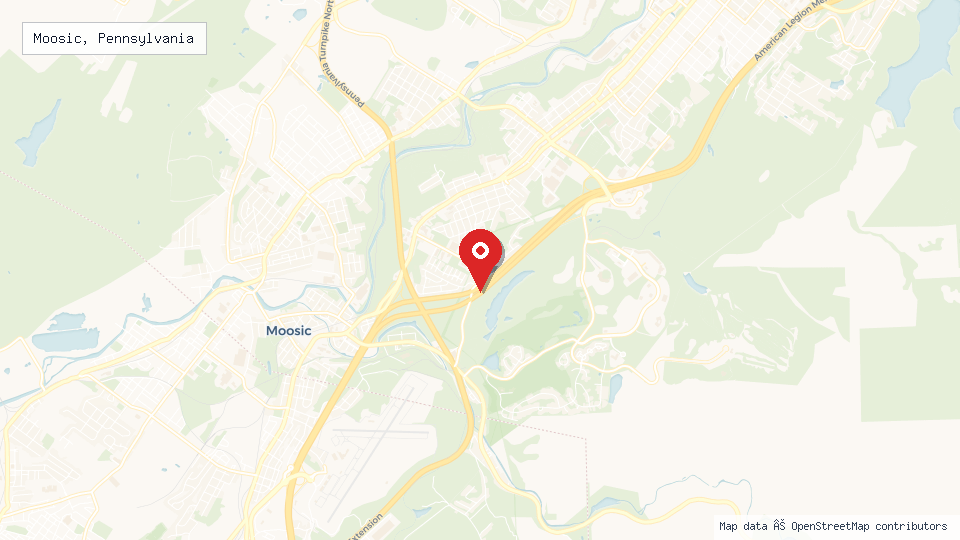 Street map of Moosic, Pennsylvania with location pin