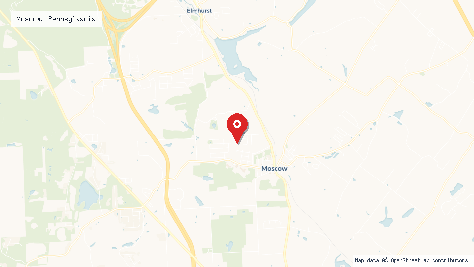 Street map of Moscow, Pennsylvania with location pin
