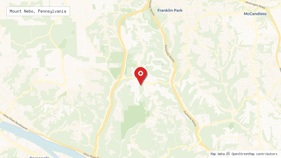 Street map of Mount Nebo, Pennsylvania with location pin
