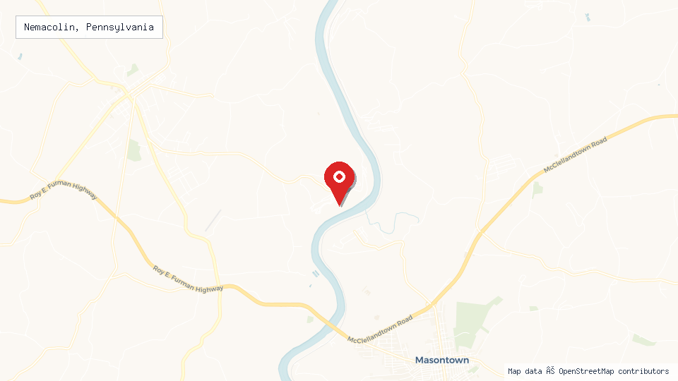 Street map of Nemacolin, Pennsylvania with location pin
