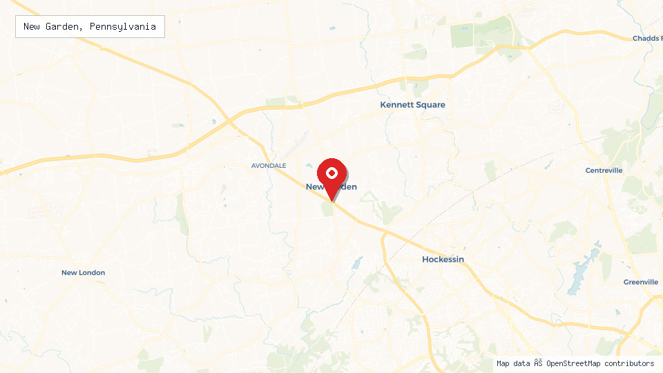 Street map of New Garden, Pennsylvania with location pin