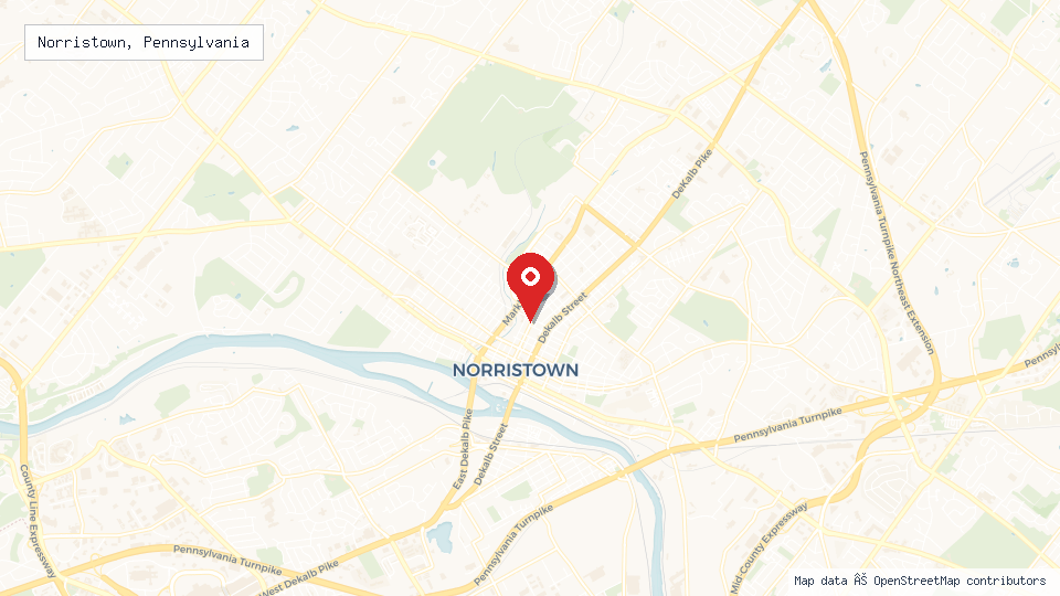 Street map of Norristown, Pennsylvania with location pin