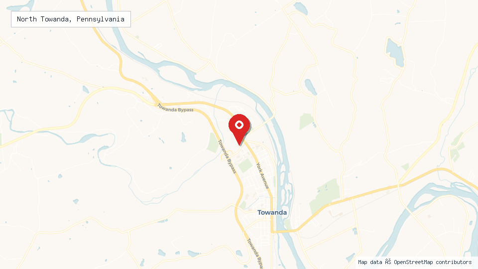 Street map of North Towanda, Pennsylvania with location pin
