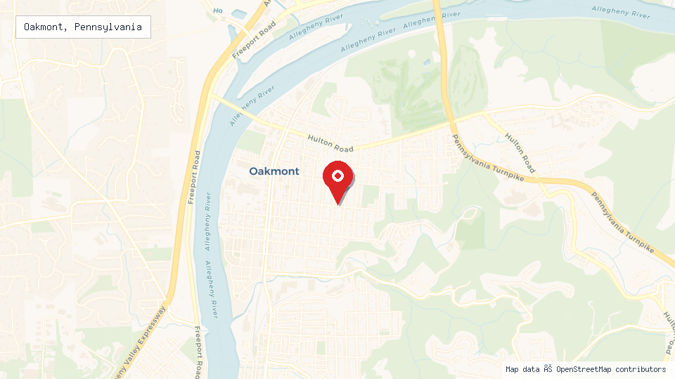 Street map of Oakmont, Pennsylvania with location pin