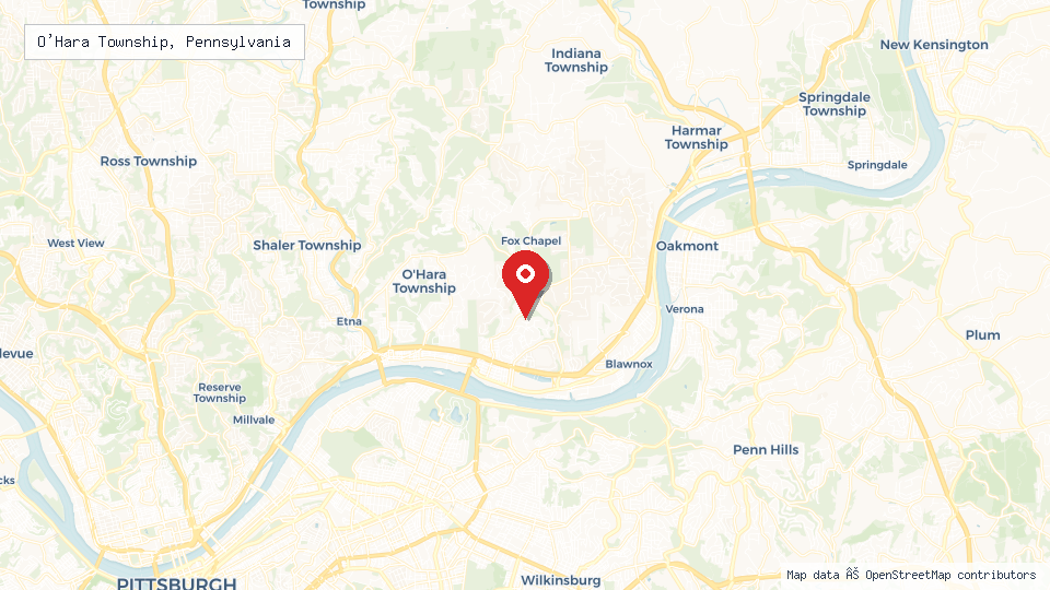 Street map of O'Hara Township, Pennsylvania with location pin