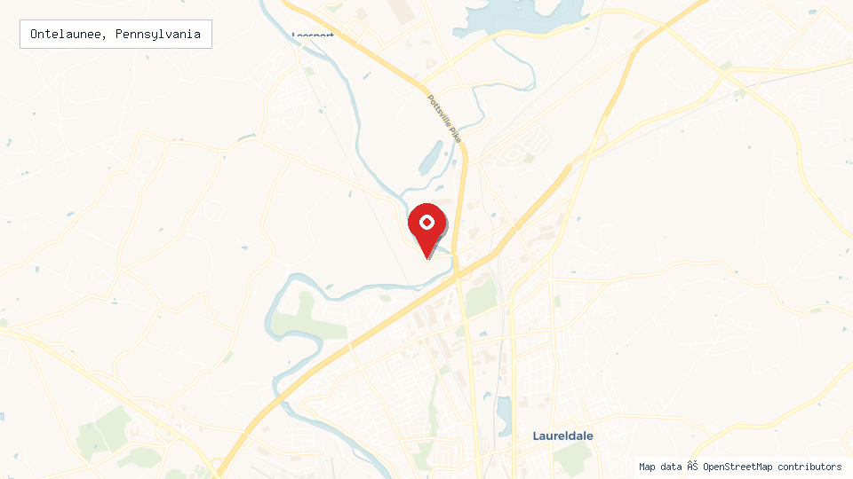 Street map of Ontelaunee, Pennsylvania with location pin