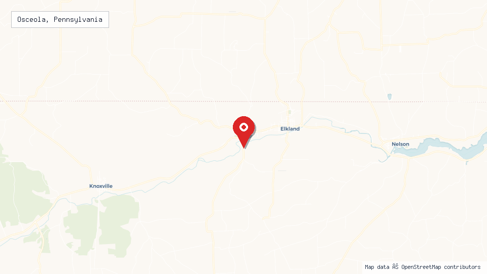 Street map of Osceola, Pennsylvania with location pin