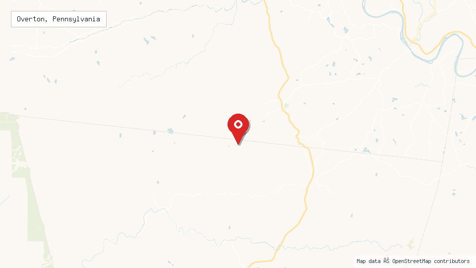 Street map of Overton, Pennsylvania with location pin