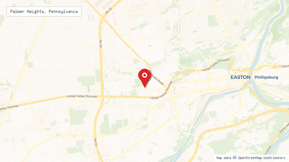 Street map of Palmer Heights, Pennsylvania with location pin
