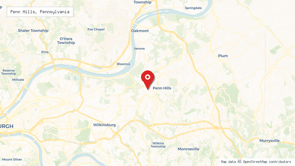 Street map of Penn Hills, Pennsylvania with location pin