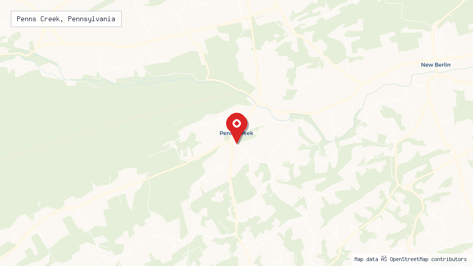 Street map of Penns Creek, Pennsylvania with location pin