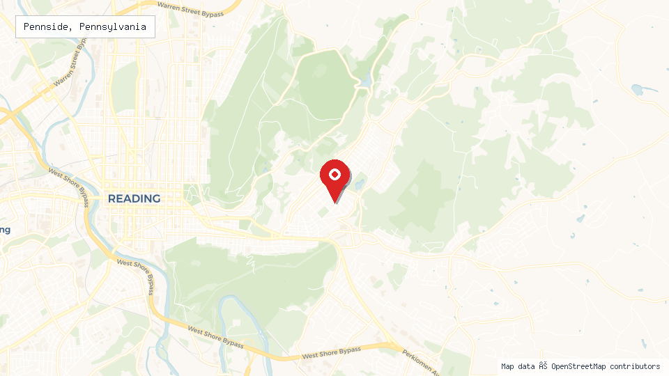 Street map of Pennside, Pennsylvania with location pin