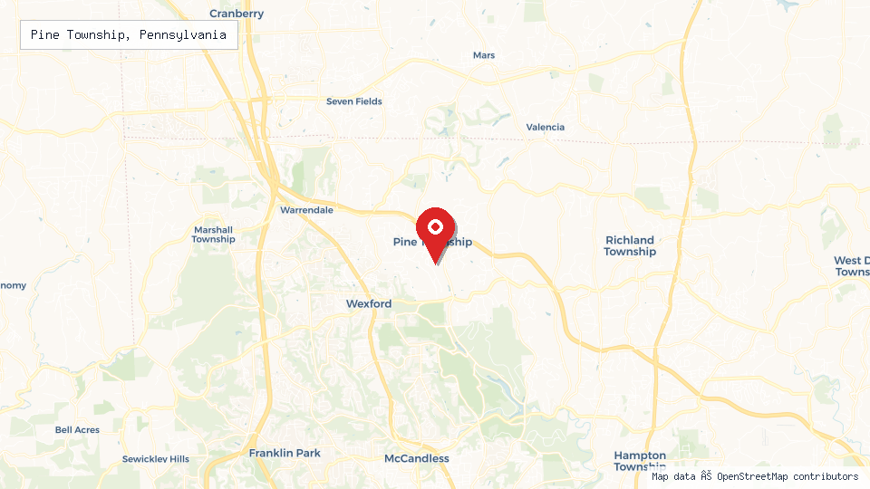 Street map of Pine Township, Pennsylvania with location pin