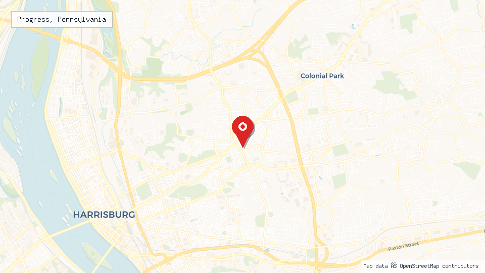 Street map of Progress, Pennsylvania with location pin