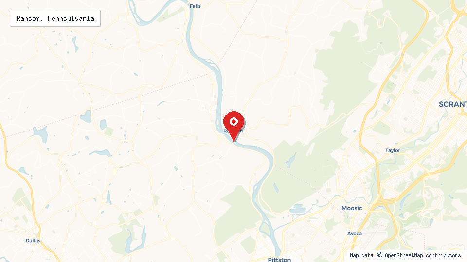 Street map of Ransom, Pennsylvania with location pin