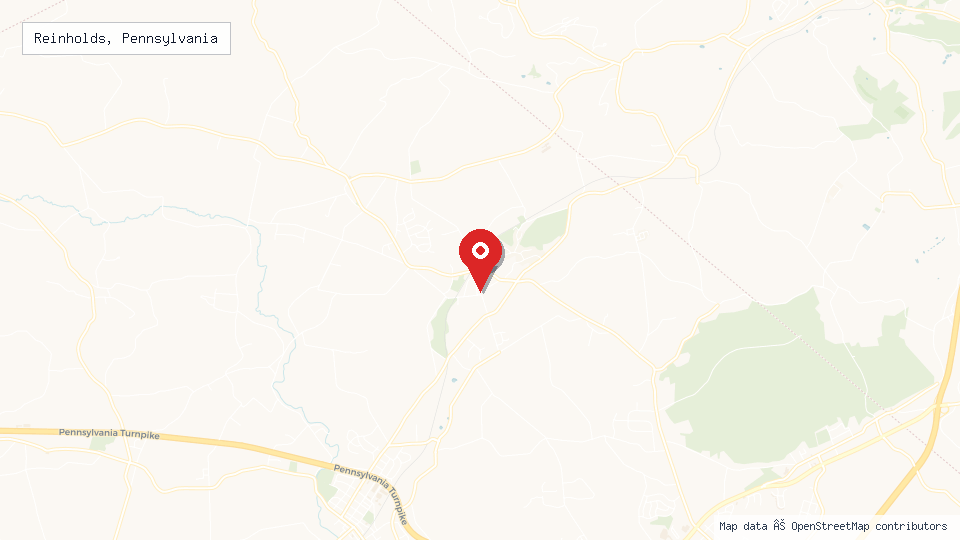 Street map of Reinholds, Pennsylvania with location pin