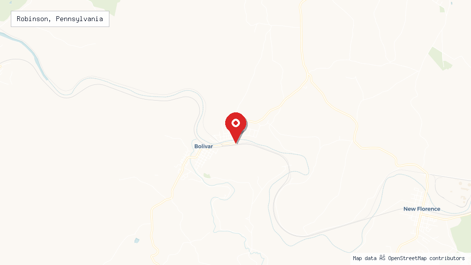 Street map of Robinson, Pennsylvania with location pin