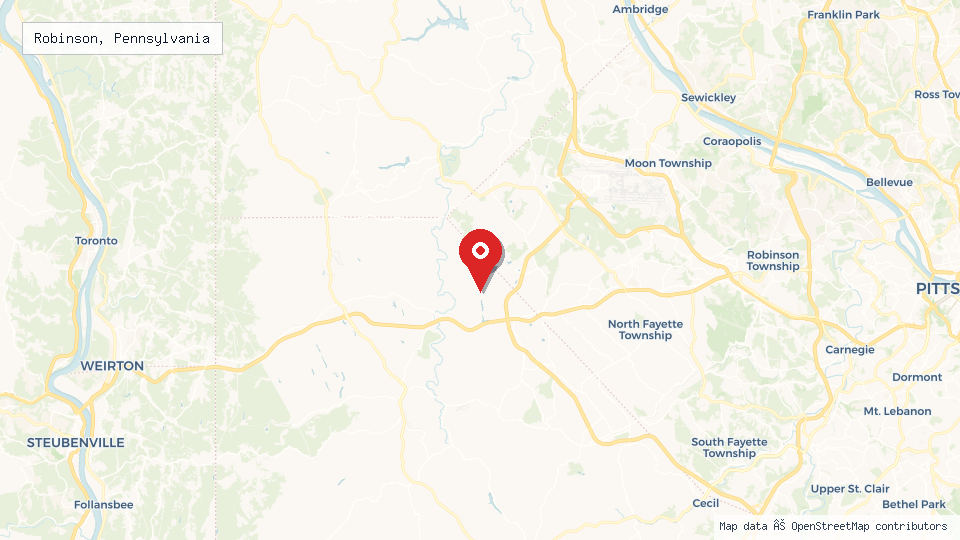 Street map of Robinson, Pennsylvania with location pin