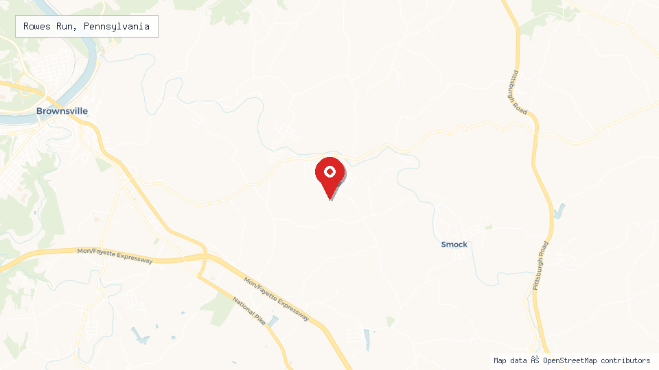 Street map of Rowes Run, Pennsylvania with location pin