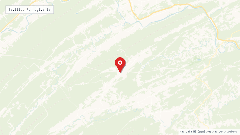 Street map of Saville, Pennsylvania with location pin