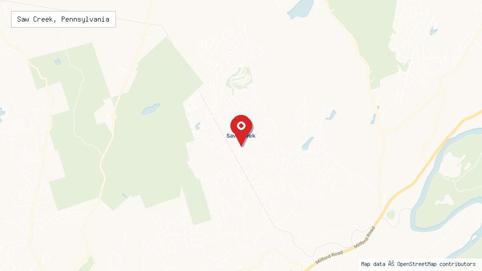 Street map of Saw Creek, Pennsylvania with location pin