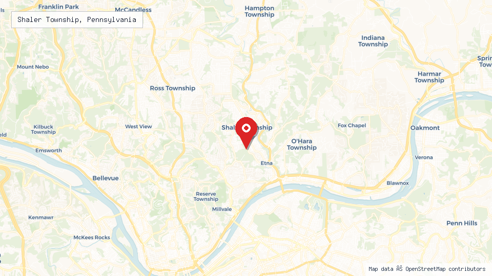 Street map of Shaler Township, Pennsylvania with location pin