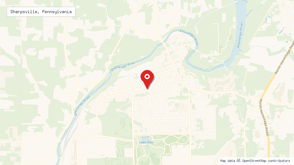 Street map of Sharpsville, Pennsylvania with location pin
