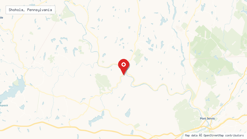 Street map of Shohola, Pennsylvania with location pin