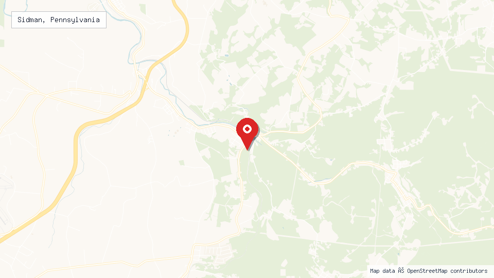 Street map of Sidman, Pennsylvania with location pin