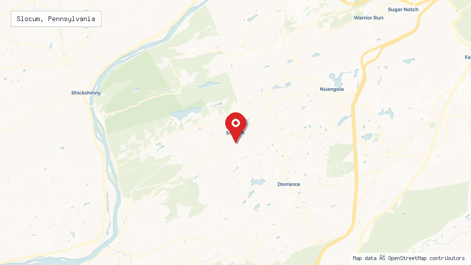 Street map of Slocum, Pennsylvania with location pin