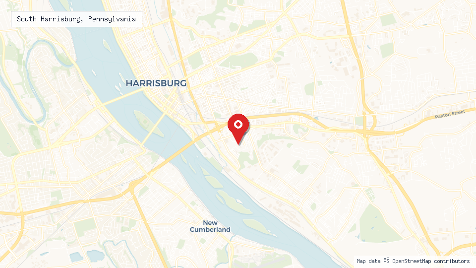 Street map of South Harrisburg, Pennsylvania with location pin