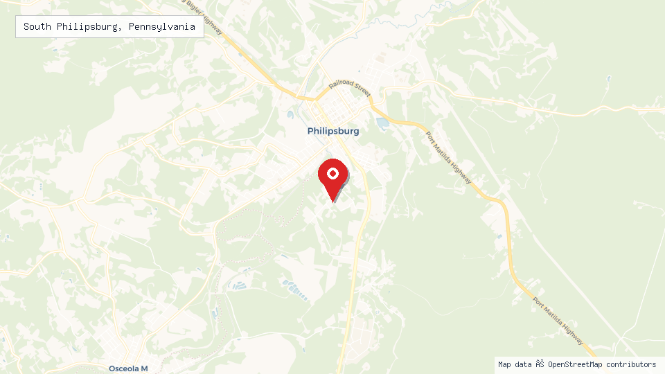 Street map of South Philipsburg, Pennsylvania with location pin