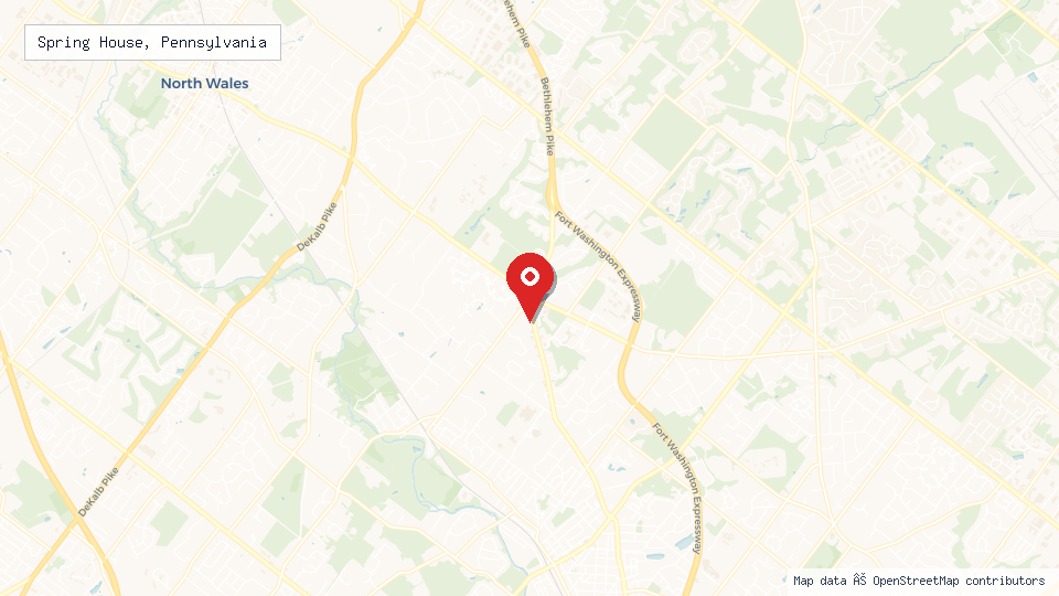 Street map of Spring House, Pennsylvania with location pin