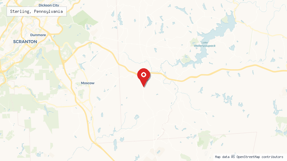 Street map of Sterling, Pennsylvania with location pin