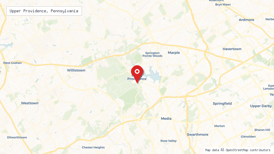 Street map of Upper Providence, Pennsylvania with location pin
