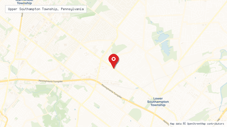 Street map of Upper Southampton Township, Pennsylvania with location pin