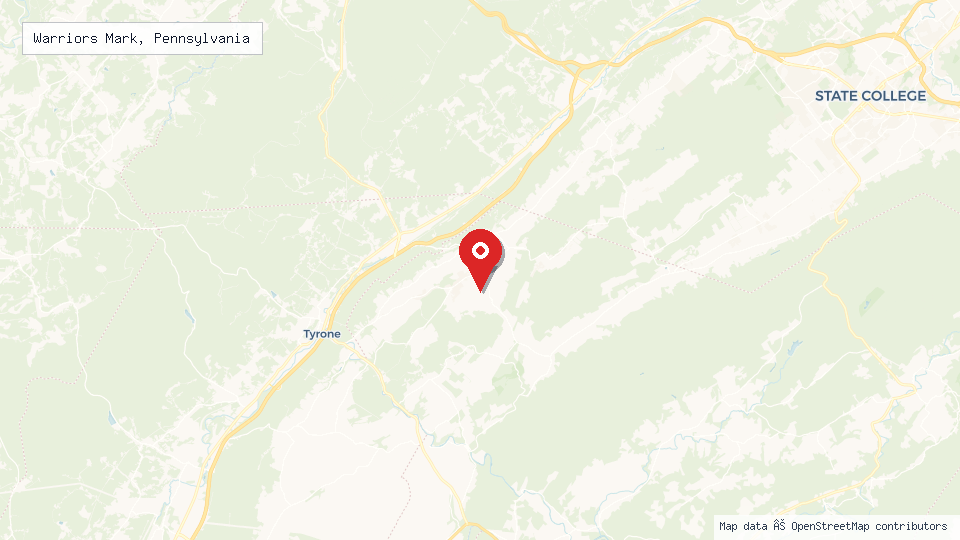 Street map of Warriors Mark, Pennsylvania with location pin