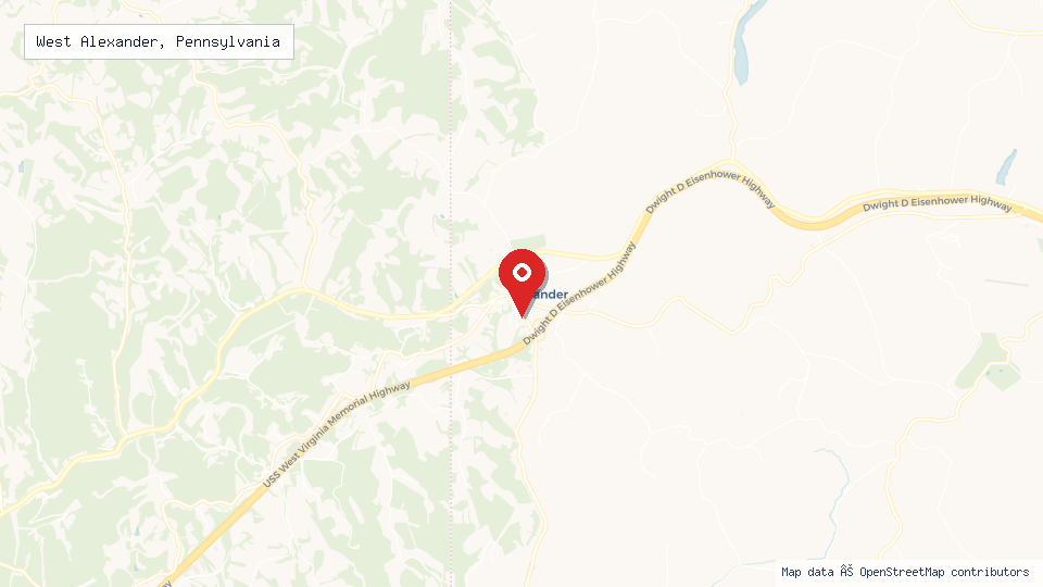 Street map of West Alexander, Pennsylvania with location pin