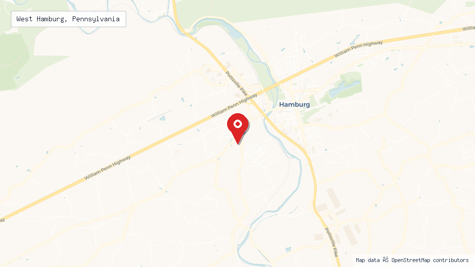 Street map of West Hamburg, Pennsylvania with location pin