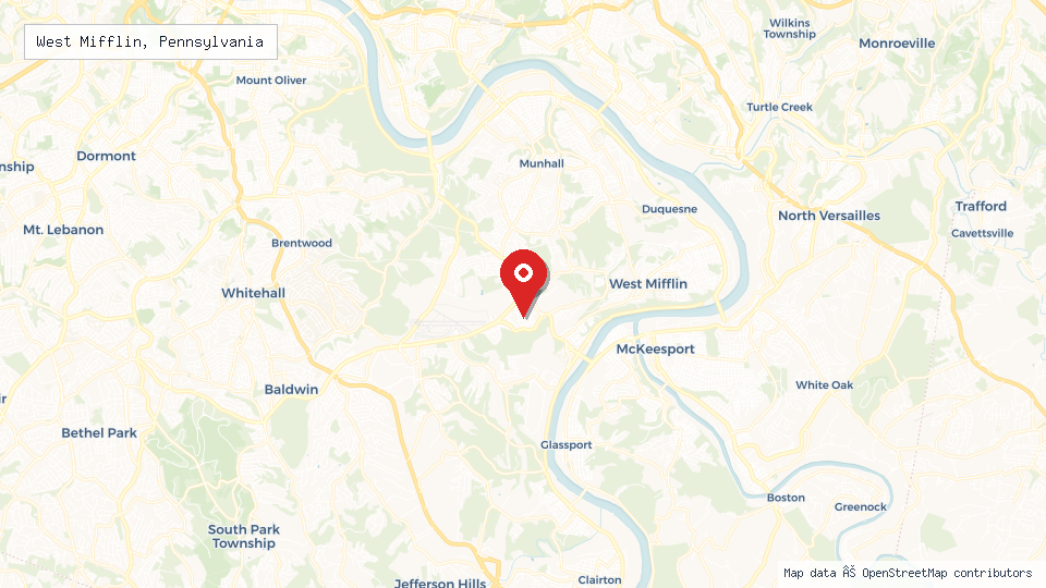Street map of West Mifflin, Pennsylvania with location pin